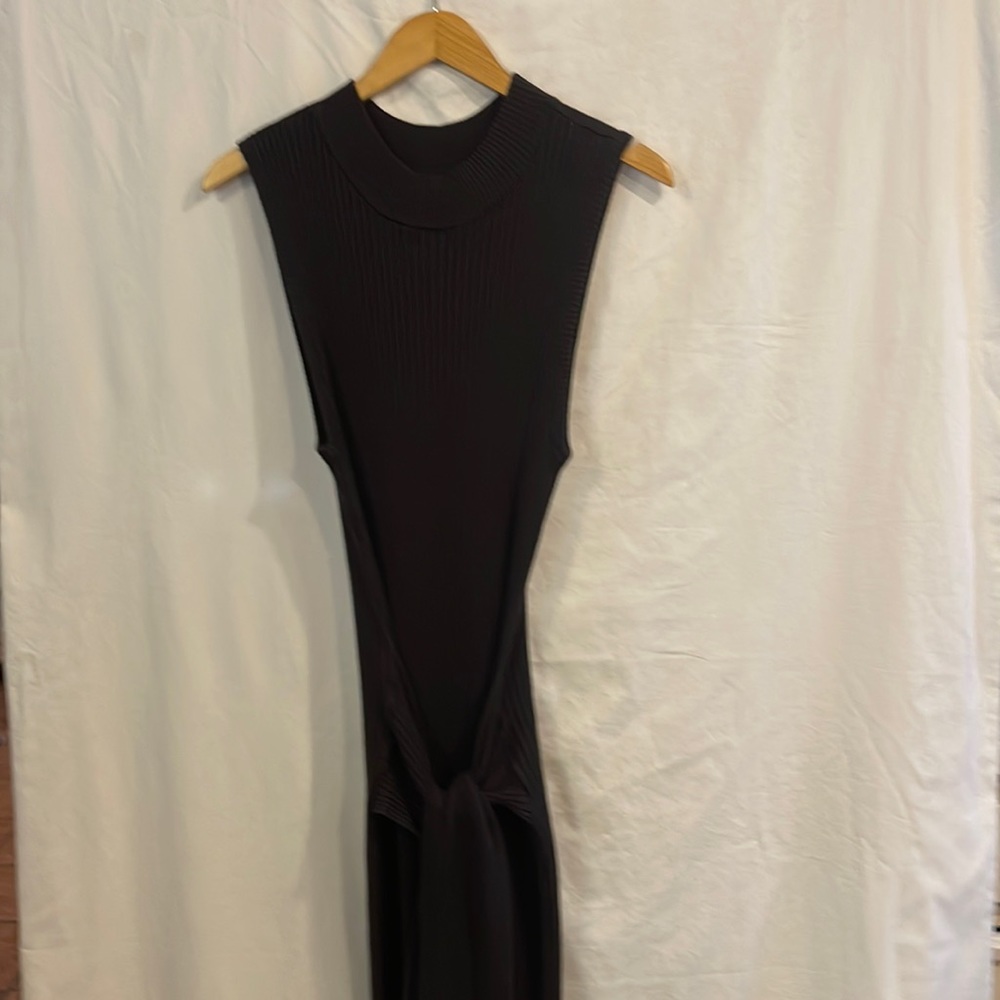 Lightweight charcoal grey ribbed sweater dress, size L, by 7th Ave NY and Co.